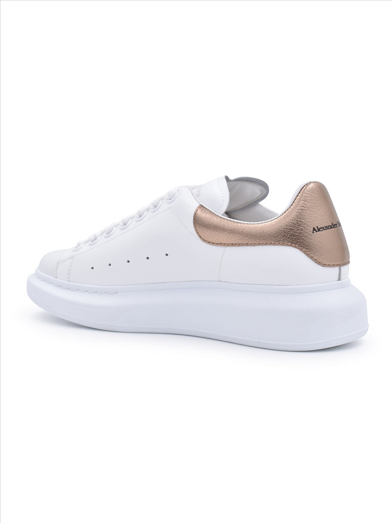 Alexander McQueen sneakers, luxury sneakers, white leather sneakers, rose gold sneakers, women's designer footwear