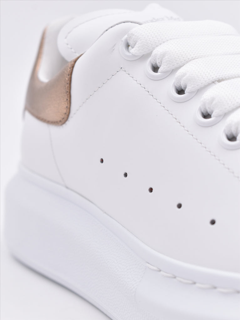 Alexander McQueen sneakers, luxury sneakers, white leather sneakers, rose gold sneakers, women's designer footwear