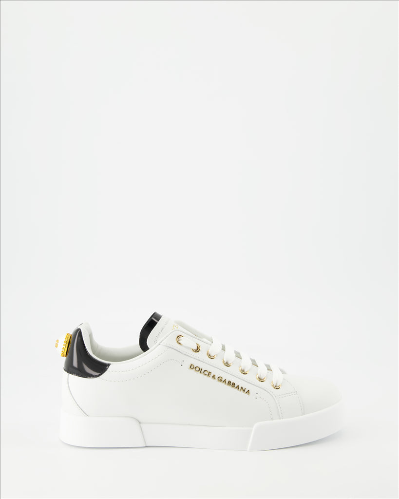 Portofino Sneakers, Dolce & Gabbana, women's sneakers, smooth leather, gold details