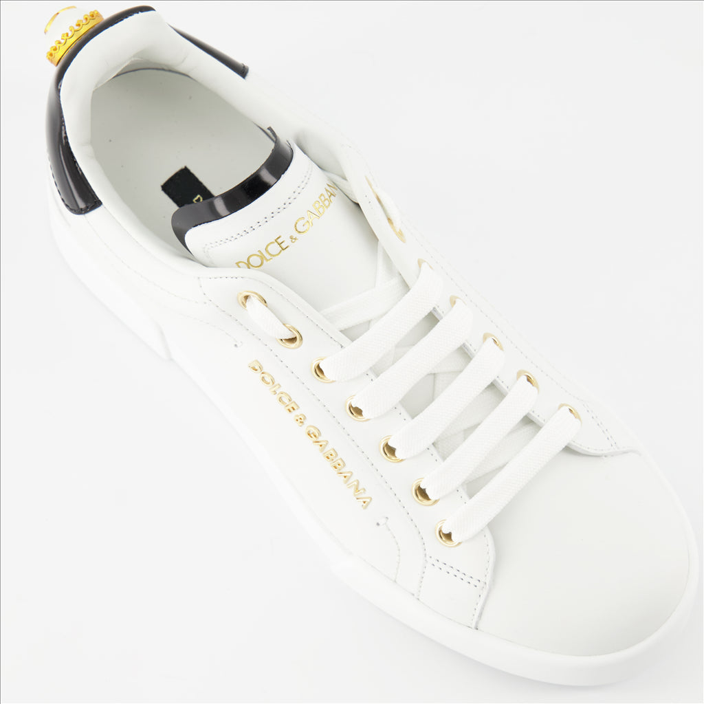 Portofino Sneakers, Dolce & Gabbana, women's sneakers, smooth leather, gold details