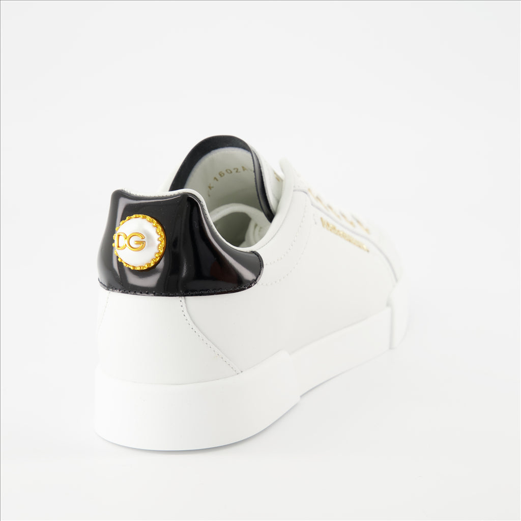 Portofino Sneakers, Dolce & Gabbana, women's sneakers, smooth leather, gold details