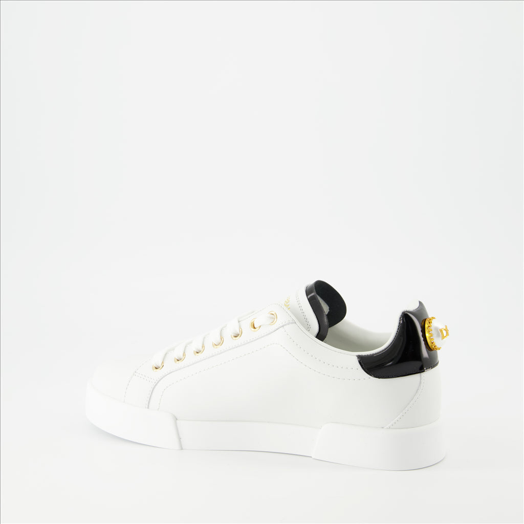 Portofino Sneakers, Dolce & Gabbana, women's sneakers, smooth leather, gold details