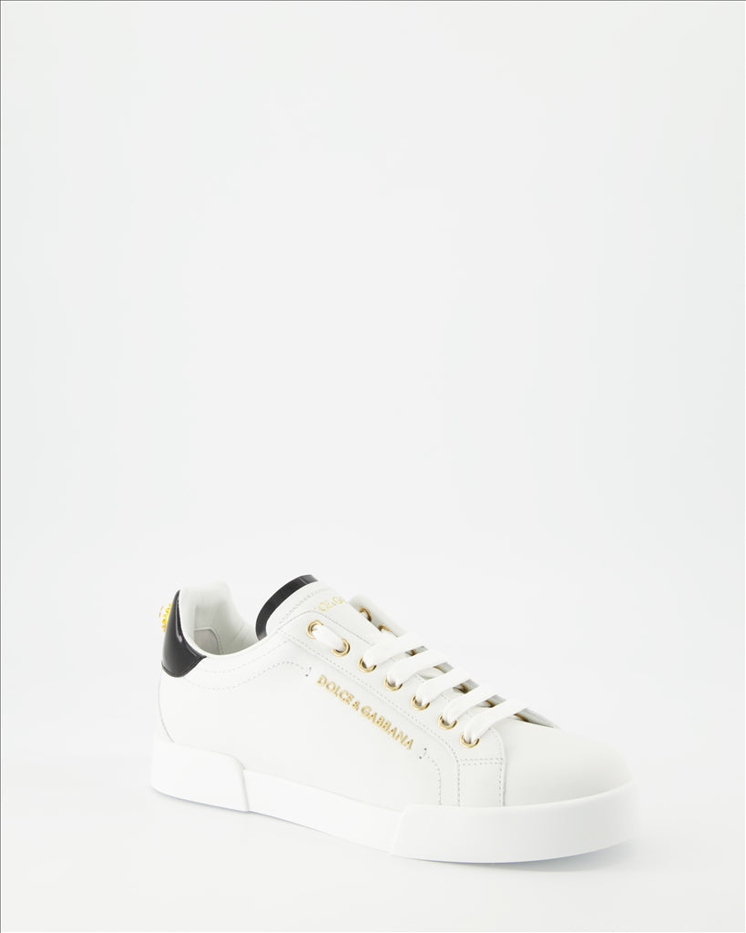 Portofino Sneakers, Dolce & Gabbana, women's sneakers, smooth leather, gold details