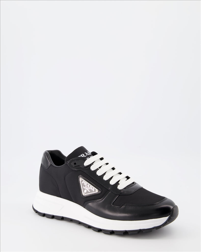 Prada, Men's Black Sneakers, Luxury Footwear, Baskets Prax Noir, High-End Fashion