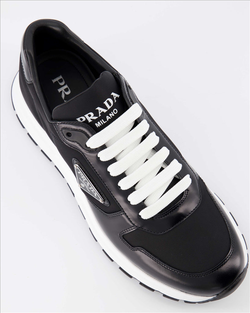 Prada, Men's Black Sneakers, Luxury Footwear, Baskets Prax Noir, High-End Fashion