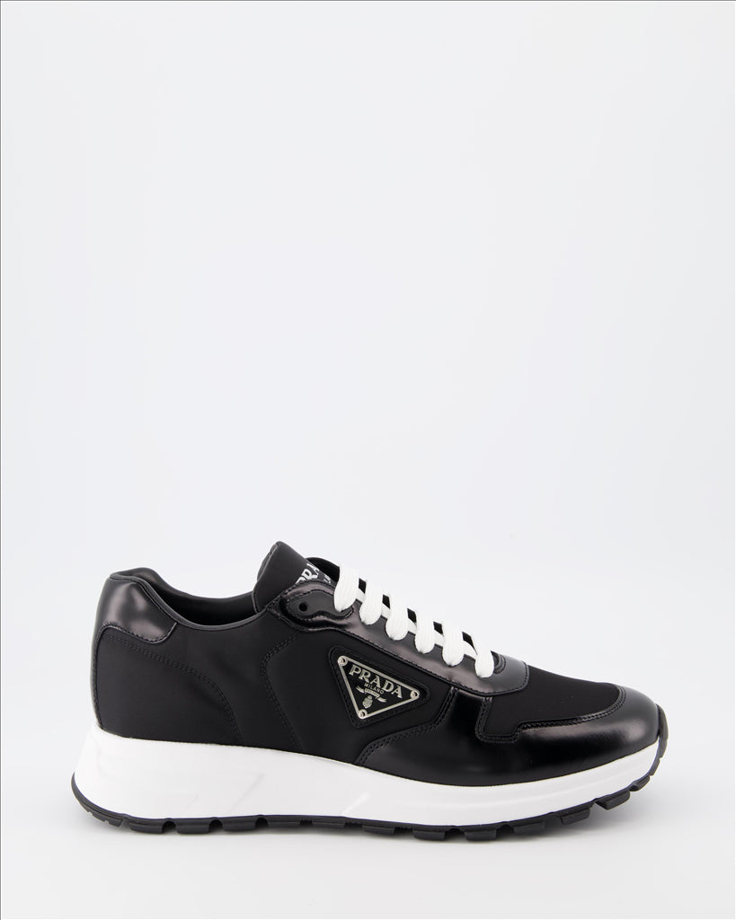 Prada, Men's Black Sneakers, Luxury Footwear, Baskets Prax Noir, High-End Fashion