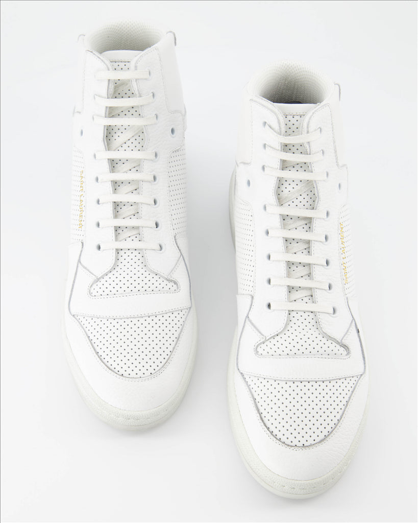 Saint Laurent, High Top Sneakers, Men's Luxury Shoes, White Sneakers, SL24