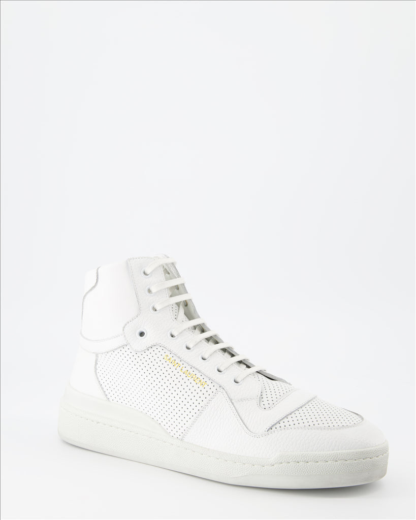 Saint Laurent, High Top Sneakers, Men's Luxury Shoes, White Sneakers, SL24