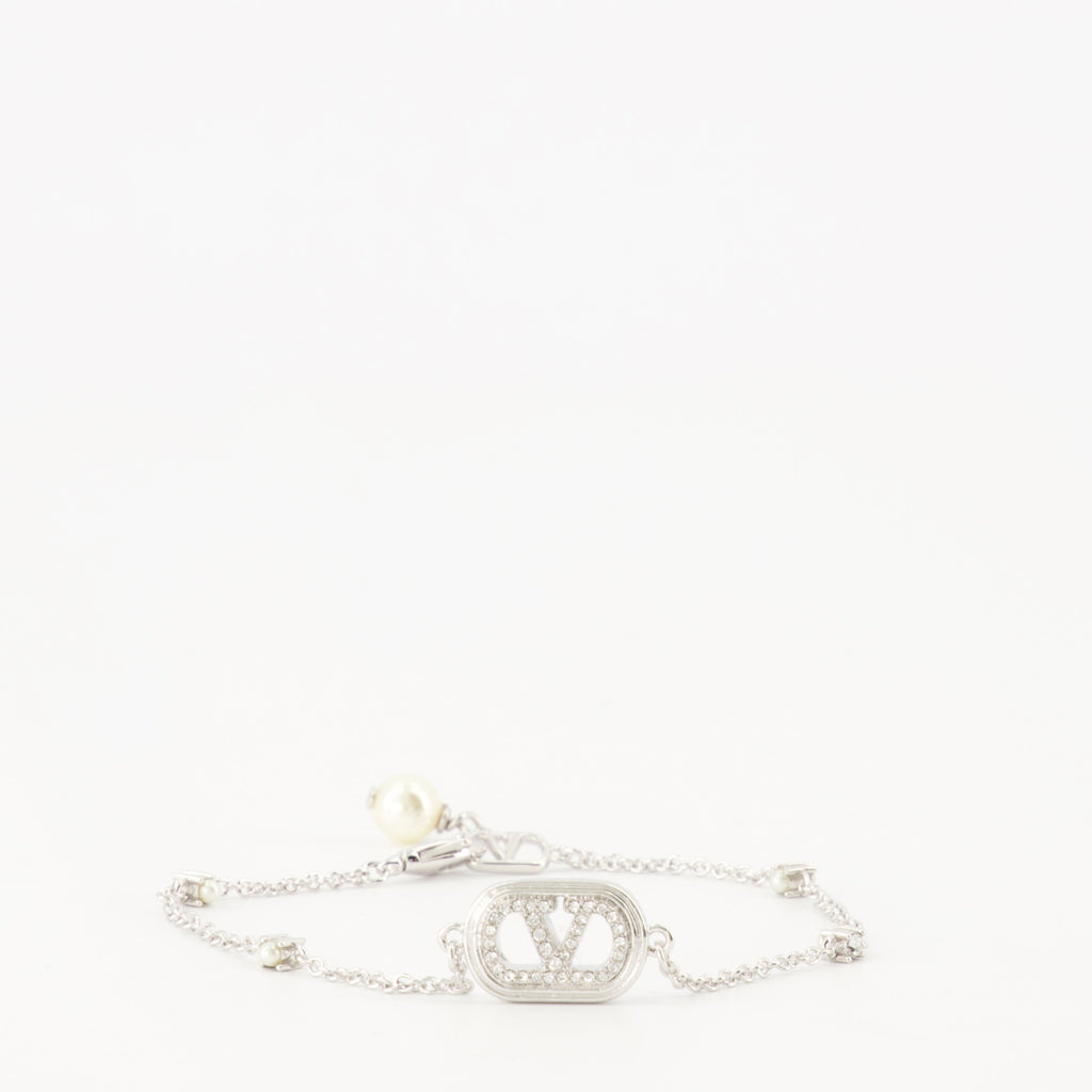 Valentino bracelet, Swarovski crystal accessories, VLogo Signature, luxury jewelry, pearl bracelet