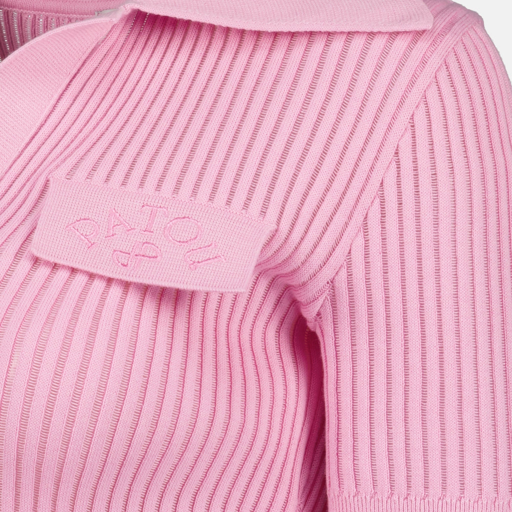 Image of Pink Ribbed T-Shirt by Patou for Women - Season Spring-Summer 2026 - Detail View 2