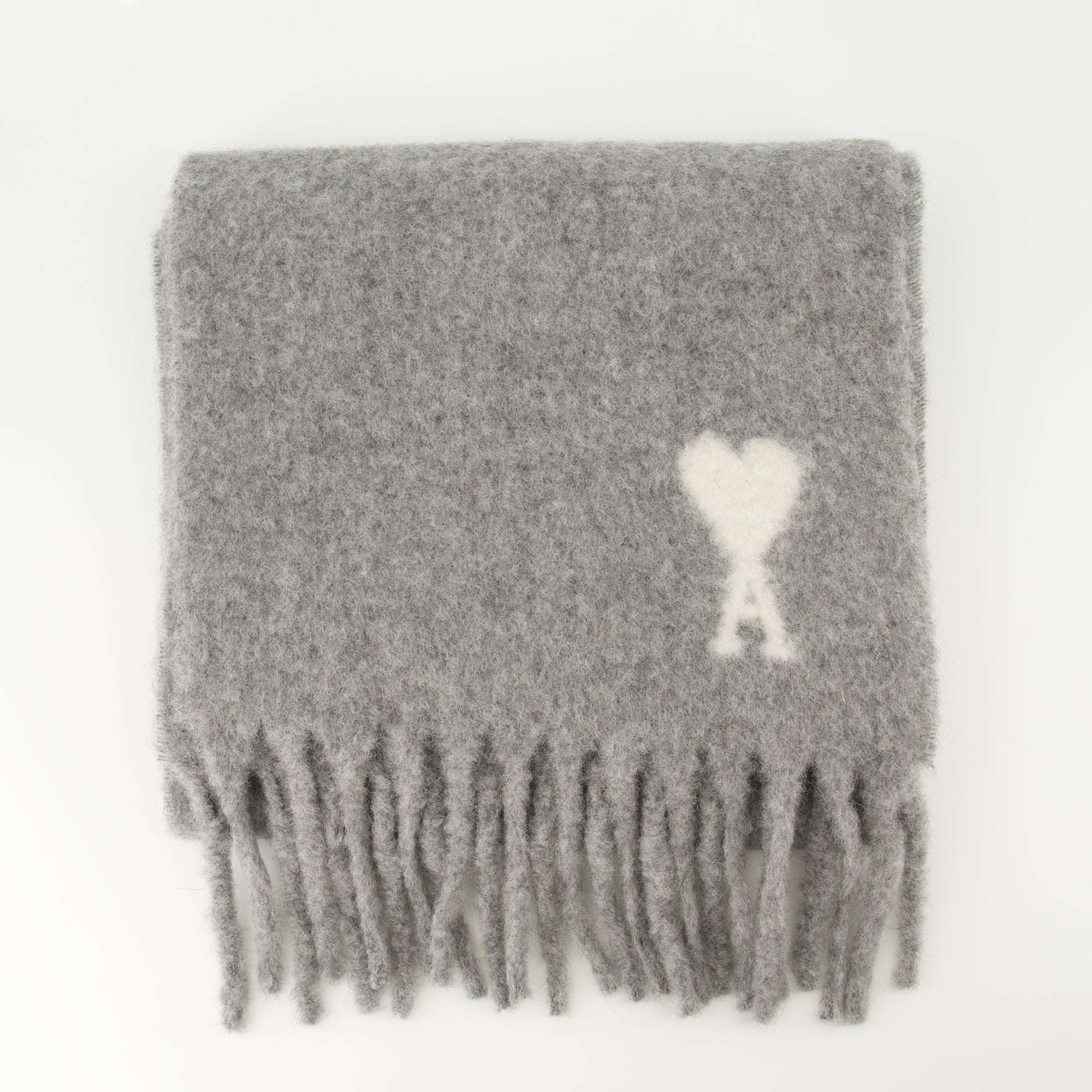 ami heart scarf in grey wool we in style ami paris women 15545343017340