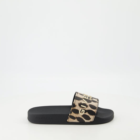 leopard print slides, Givenchy slides, rubber sandals, Spring-Summer 2025 fashion, molded sole sandals