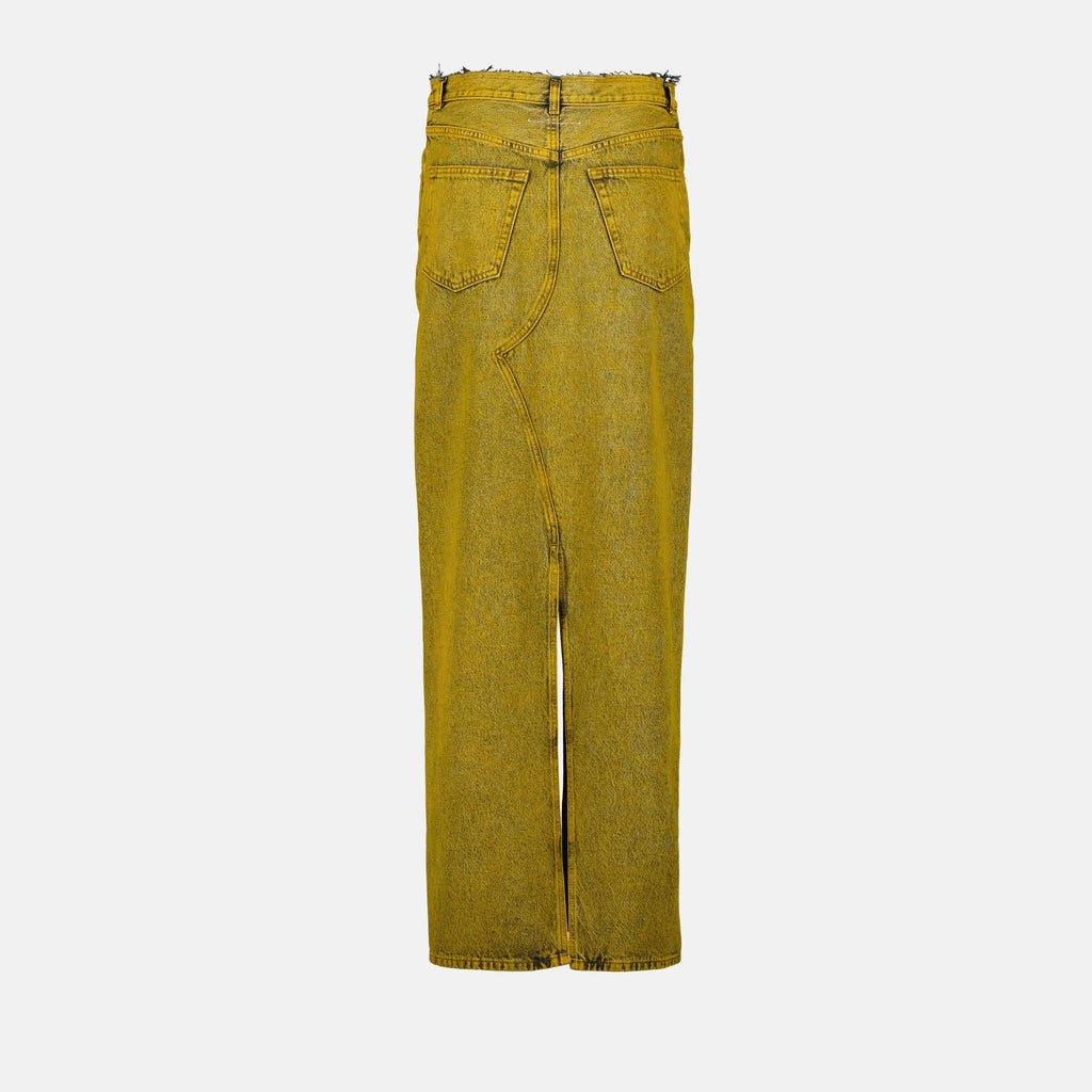 Denim Maxi Skirt in Yellow