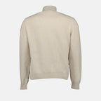 beige wool-cashmere jacket, Moncler Autumn-Winter 2024, luxury outerwear, high collar jacket, bi-material jacket