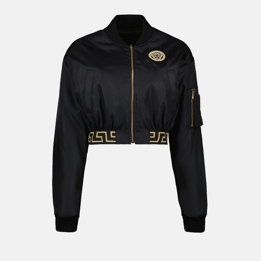 Versace bomber jacket, reversible jacket, luxury nylon jacket, black bomber, autumn-winter 2024 fashion