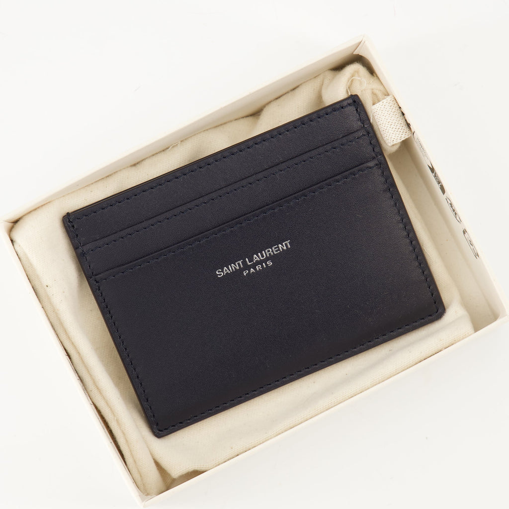 Saint Laurent, card holder, black leather, grained calf leather, luxury accessories