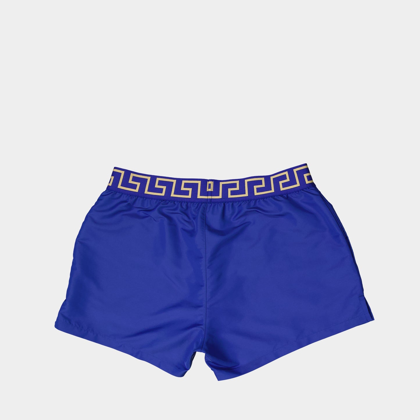 Medusa Greca, Blue Swim Shorts, Versace Swimwear, Elastic Waistband, Stylish Swimwear