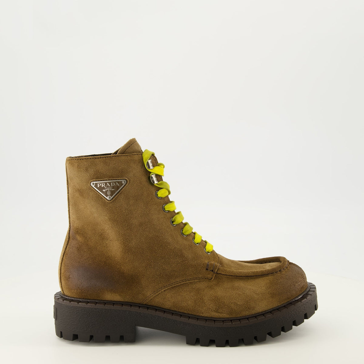 Bottines à lacets en daim marron