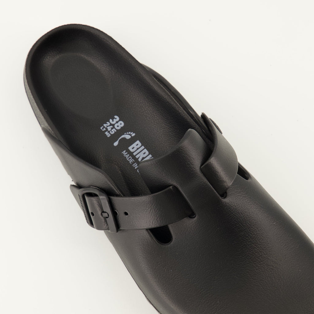 Boston EVA Mules, Birkenstock mules, comfortable footwear, black slip-on shoes, adjustable EVA sandals