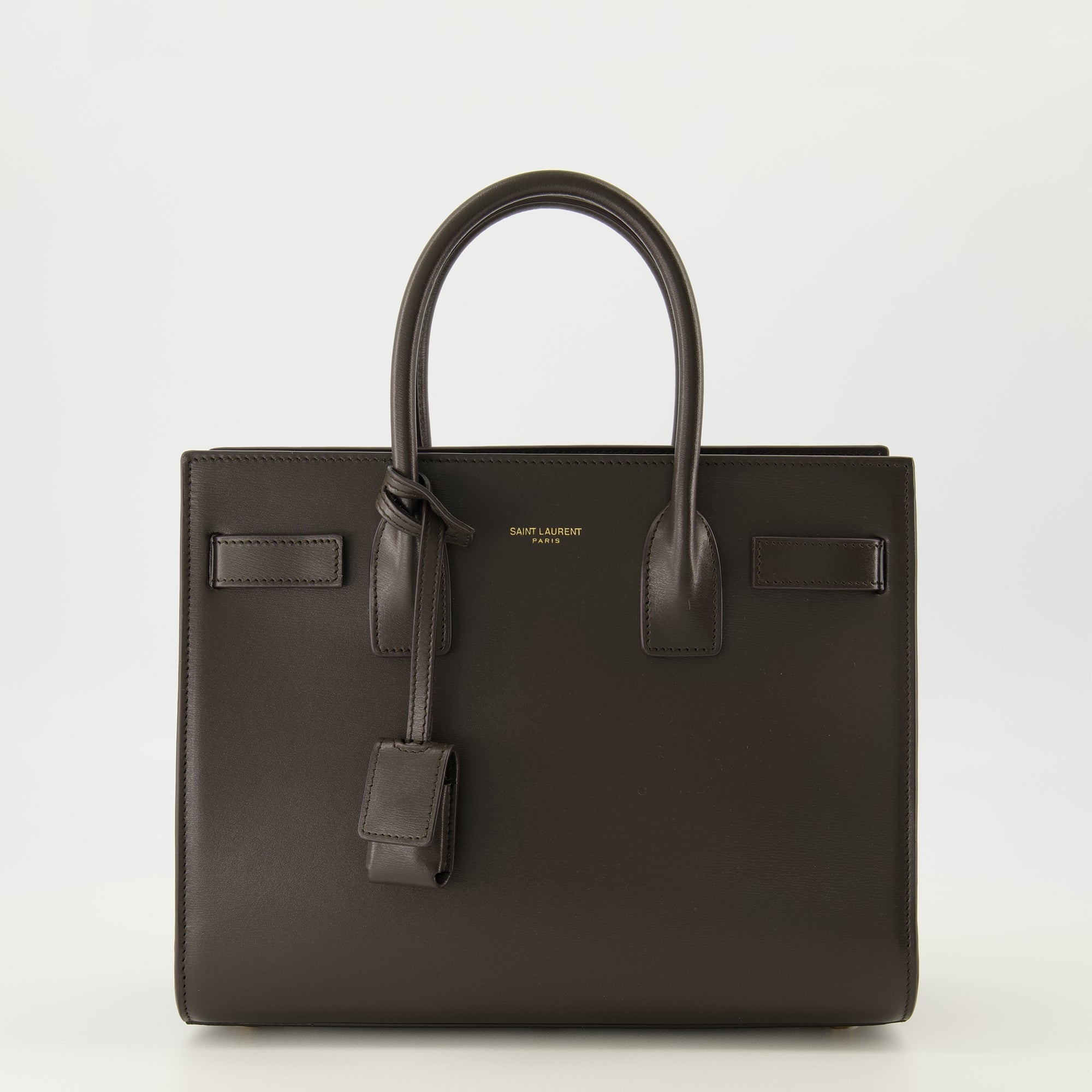 brown leather handbag, Saint Laurent bag, high-quality handbag, elegant handbag, structured handbag