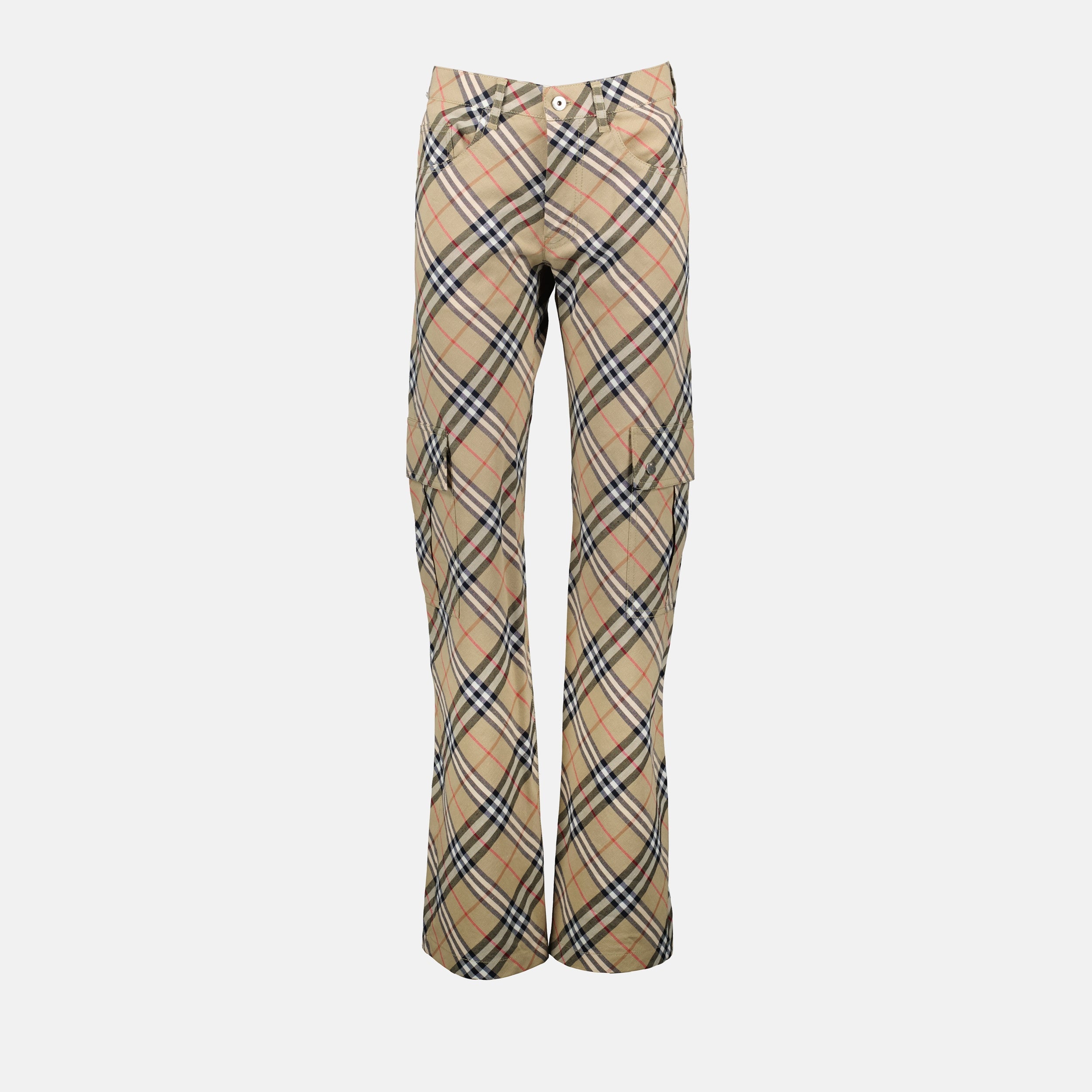 linen trousers, Burberry checkered pants, vintage print trousers, classic fit pants, Spring-Summer collection