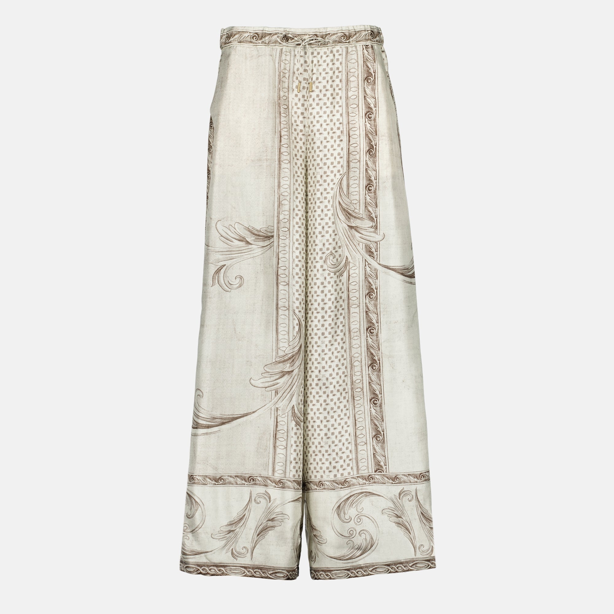 マックスマーラの女性用プリントシルクトラウザーの画像 - シーズン春夏2026 - 前面からのビュー