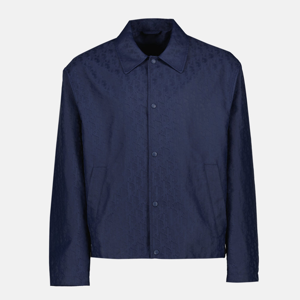 Image de la veste Dior Oblique navy pour homme - Saison Automne-Hiver 2025 - Vue de face