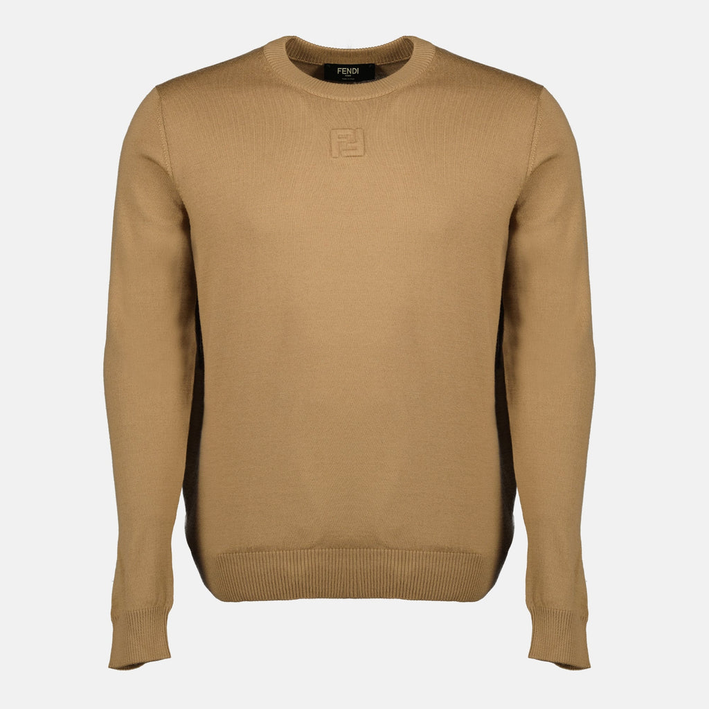 Image of Brown Wool Sweater by Fendi for Men - Season Autumn-Winter 2025 - Front View