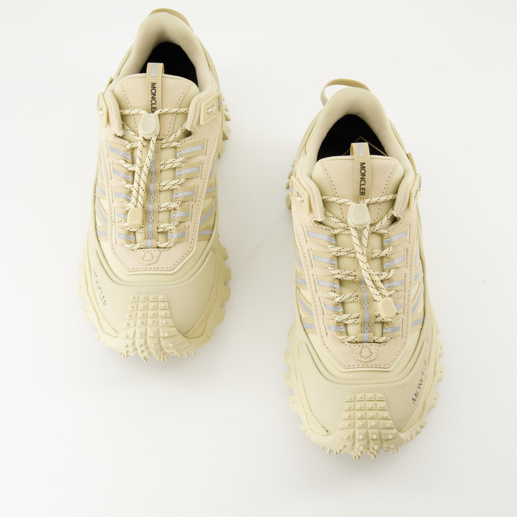 luxury sneakers, Moncler Trailgrip GTX, beige nubuck, waterproof footwear, Autumn-Winter 2024  