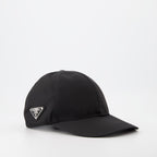Image of Re-Nylon Black Cap by Prada for Men - Season Spring-Summer 2025 - Product detail view 2