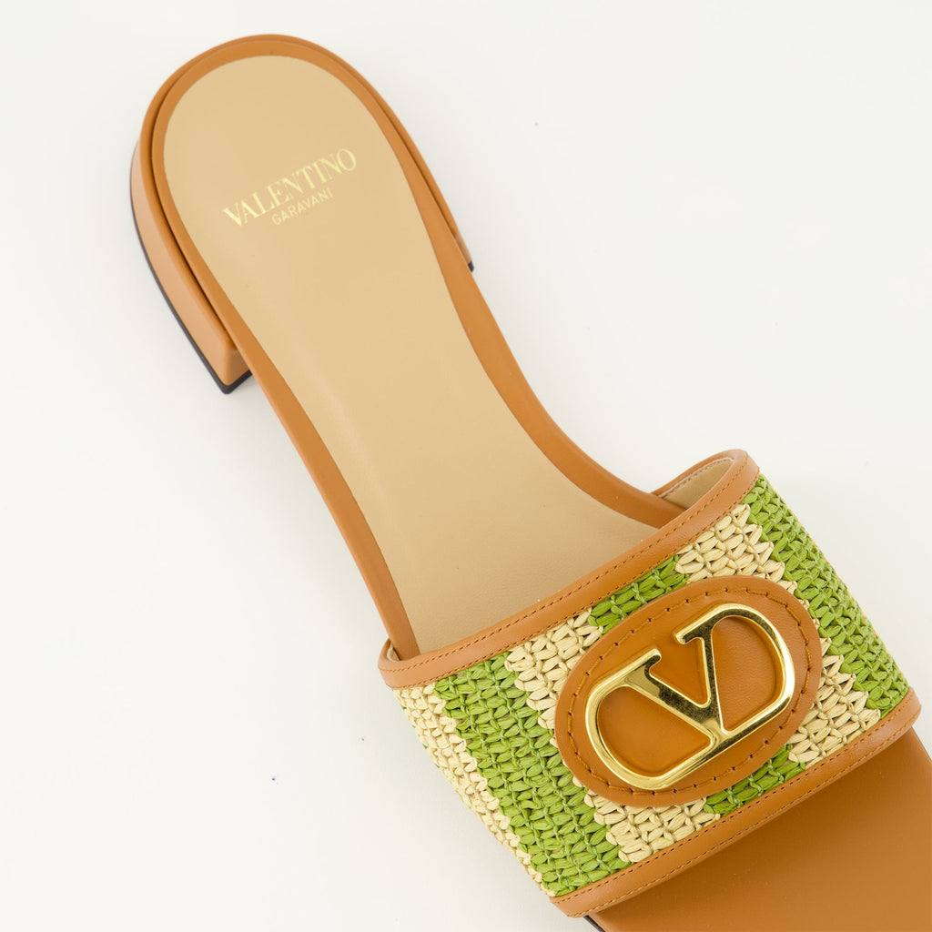 Bilde av Vlogo Raffia Sandaler - Valentino av Valentino Garavani for Kvinner - Sesong Vår-Sommer 2026 - Detaljvisning Ovenfra