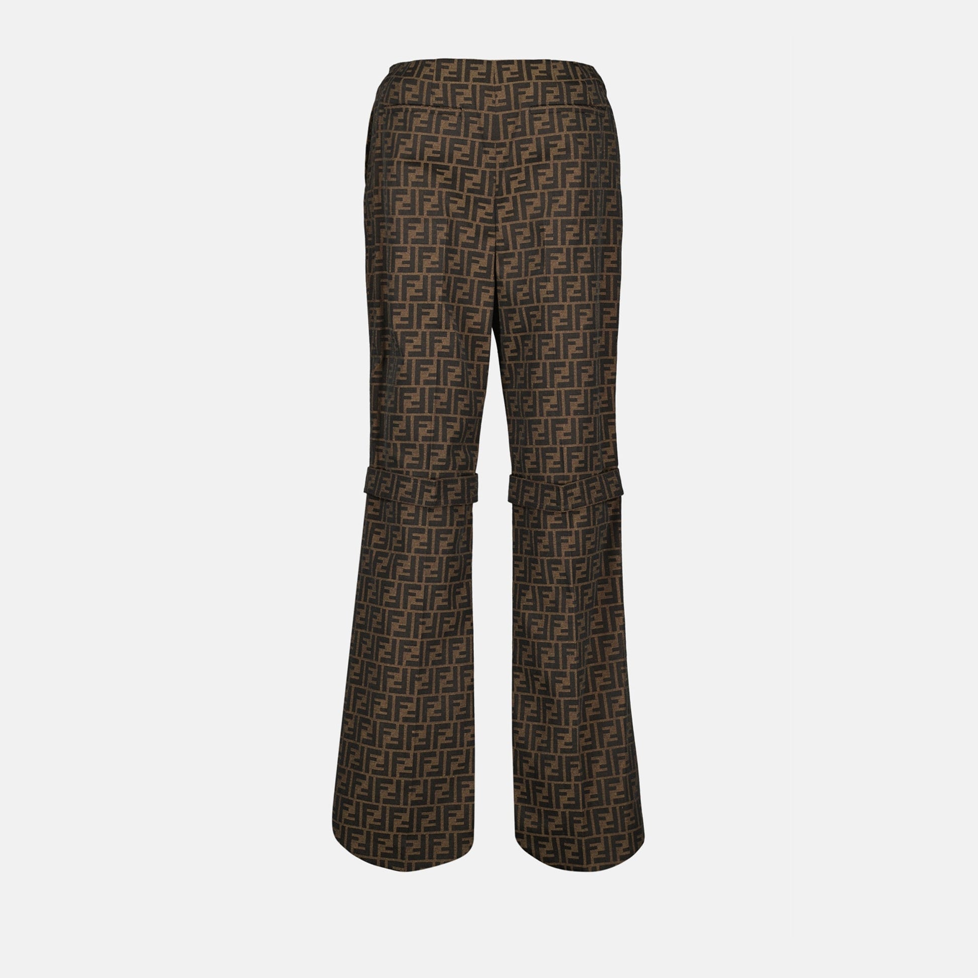 Fendi FF print, brown pants, designer clothing, luxury pants, Autumn-Winter fashion