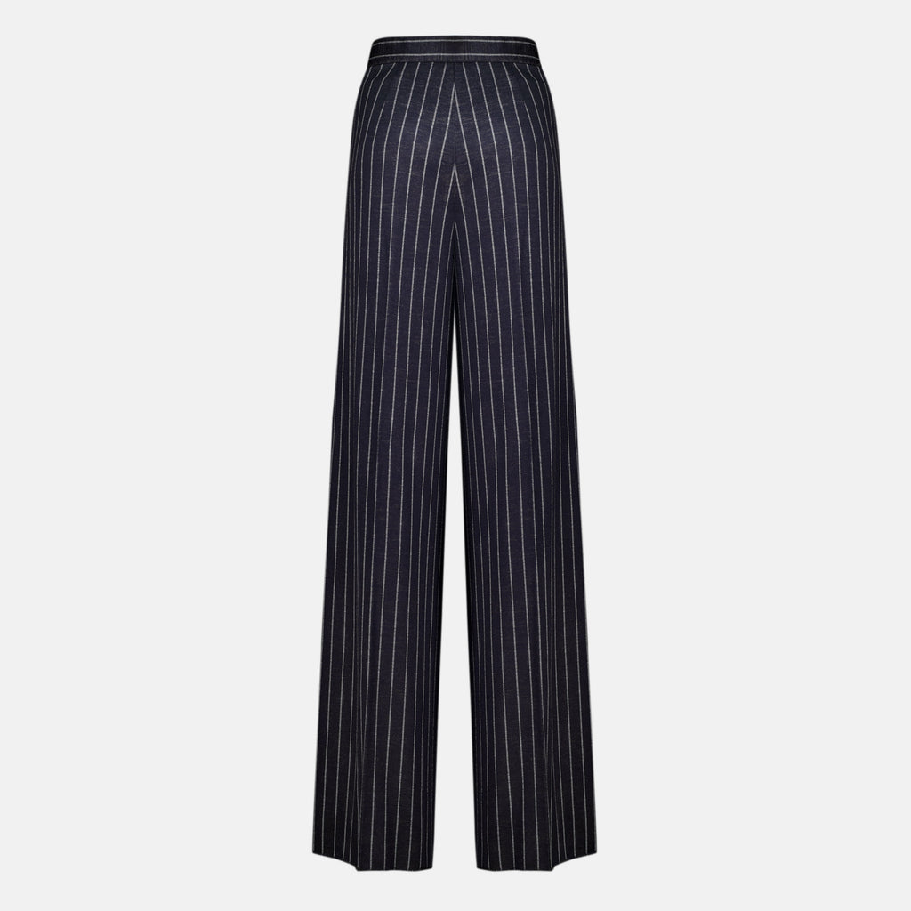 Pantalones de Lana Rayados en Azul