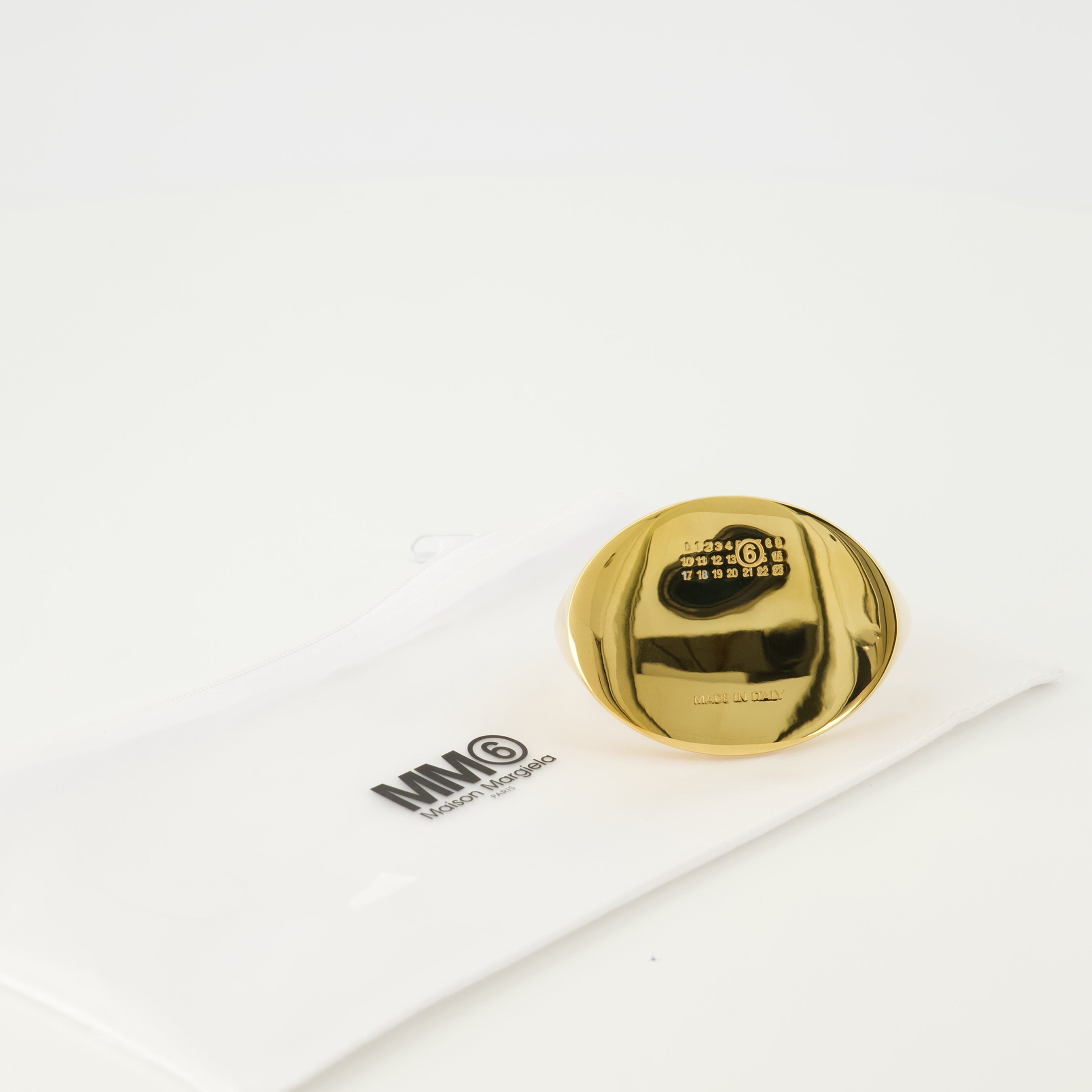 gold bracelet, Mm6 accessories, oval bracelet, engraved logo, autumn winter collection