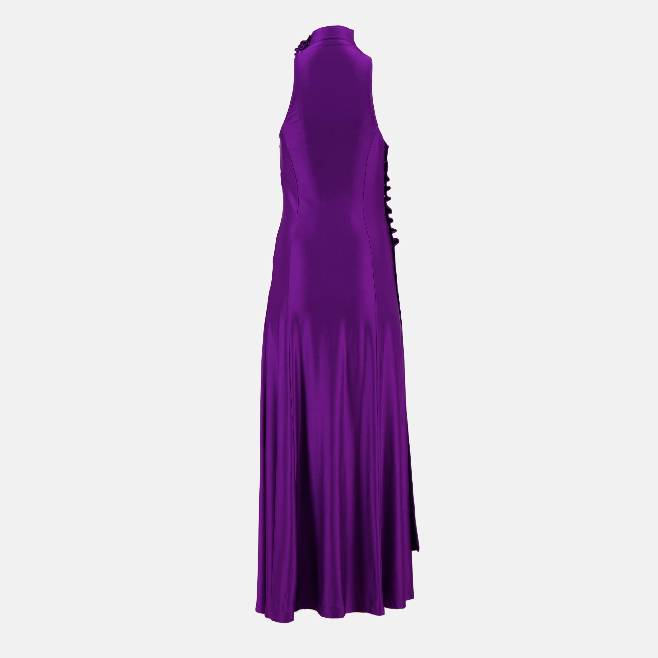 Long Purple Draped Jersey Dress - Rabanne - Women | WE IN STYLE