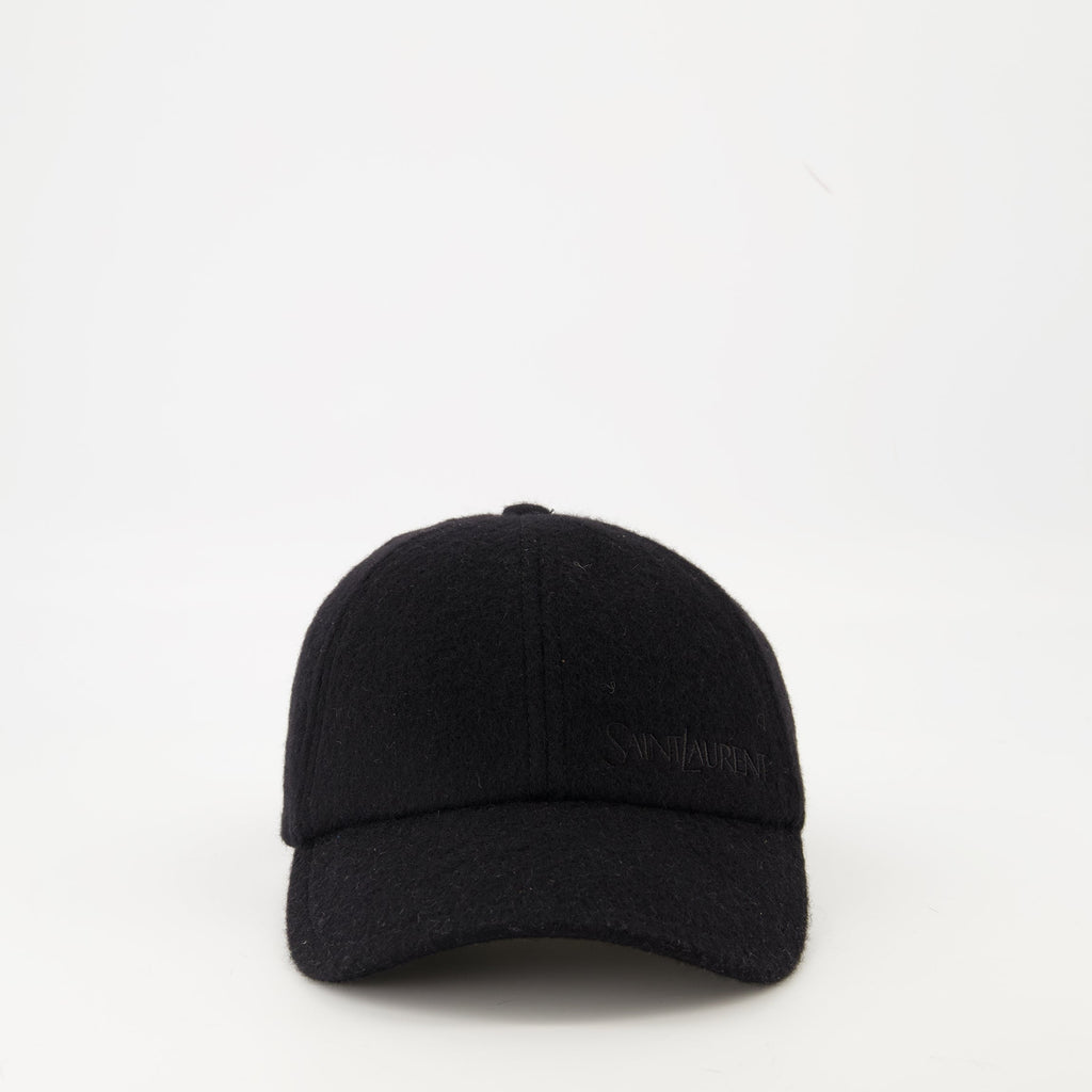 black cashmere cap, Saint Laurent cap, luxury accessories, designer cap, Autumn-Winter collection