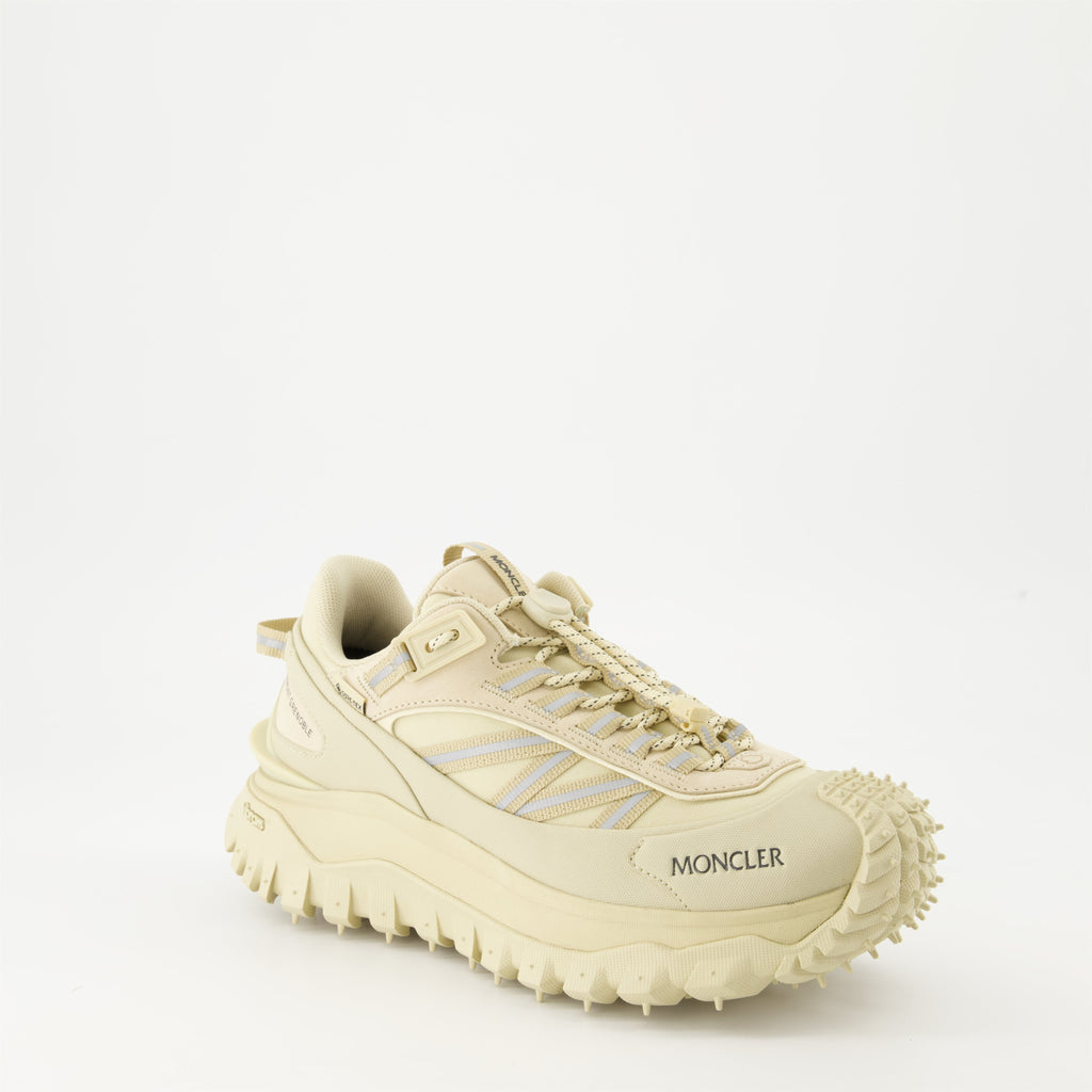 luxury sneakers, Moncler Trailgrip GTX, beige nubuck, waterproof footwear, Autumn-Winter 2024  