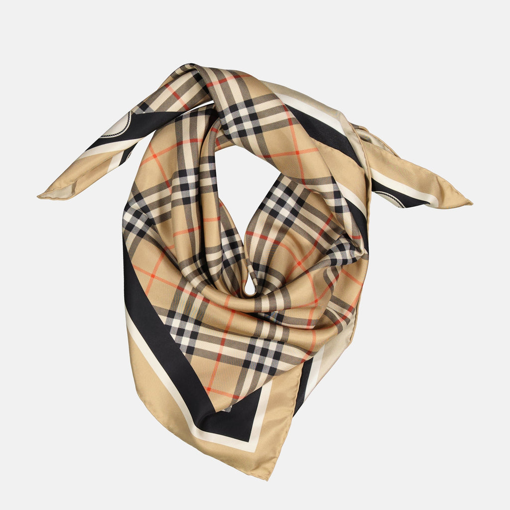 Burberry scarf, silk accessory, check print scarf, vintage design scarf, designer scarves
