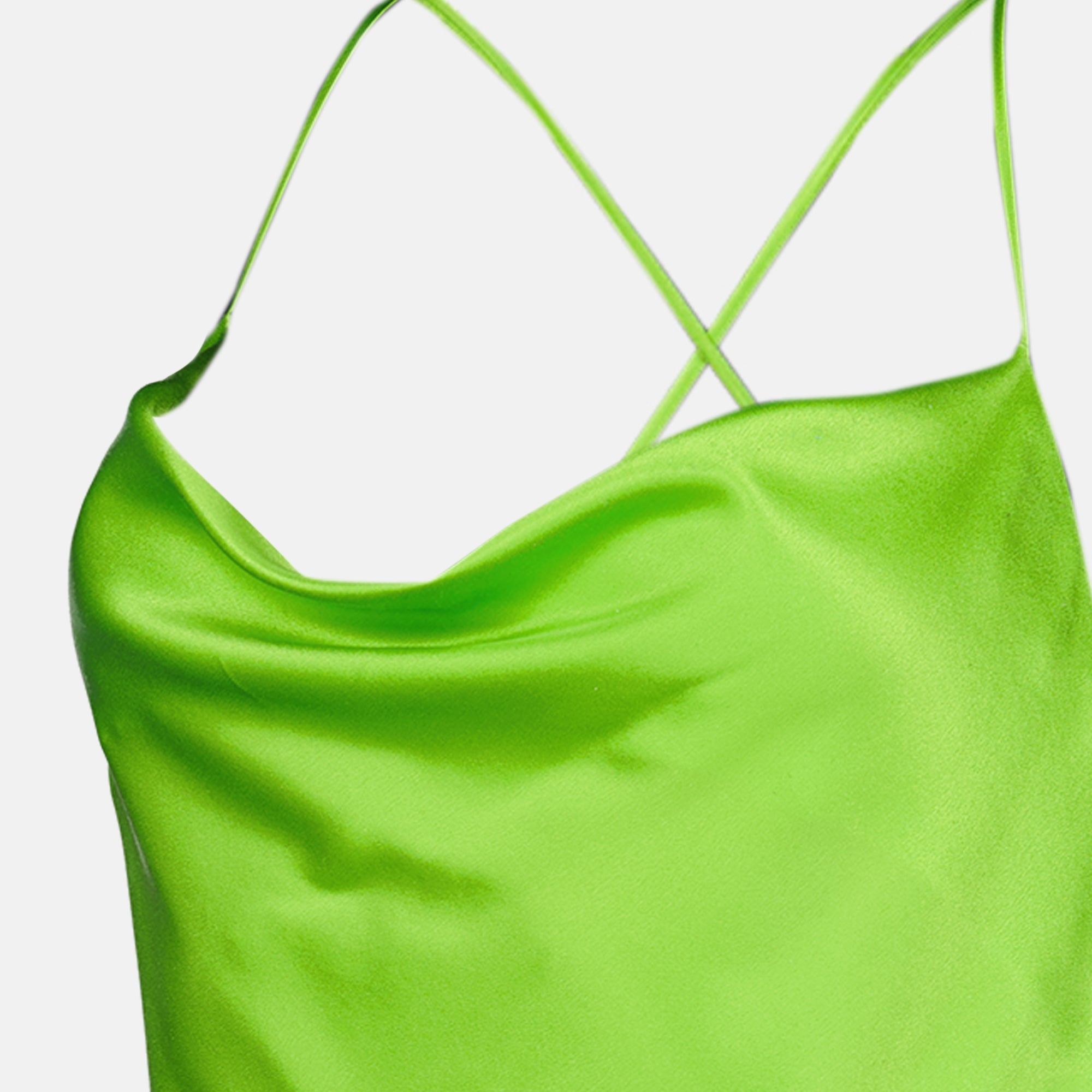 Green Silk Backless Dress