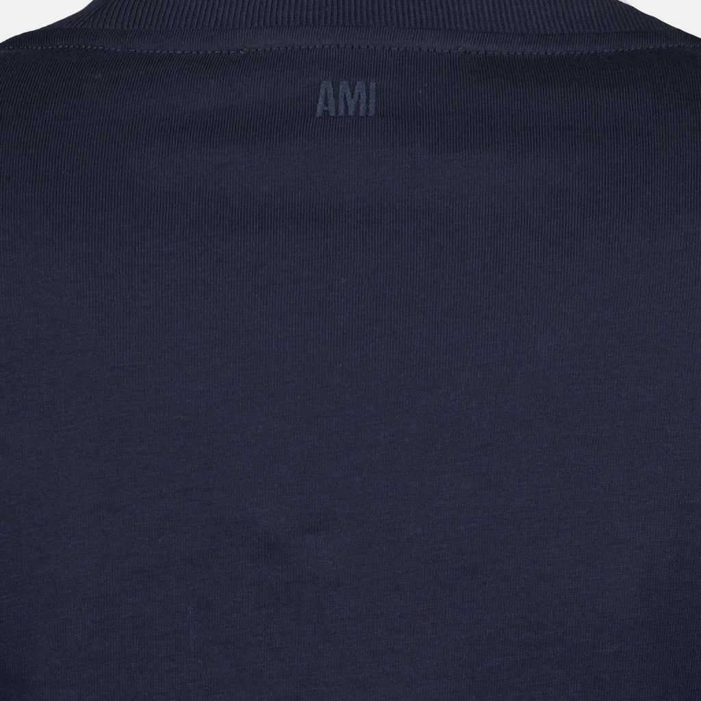 navy blue t-shirt, AMI heart logo, cotton t-shirt, short sleeve t-shirt, casual wear