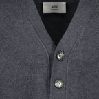 Ami de Coeur cardigan, Ami Paris, wool cardigan, dark gray cardigan, unisex sweater