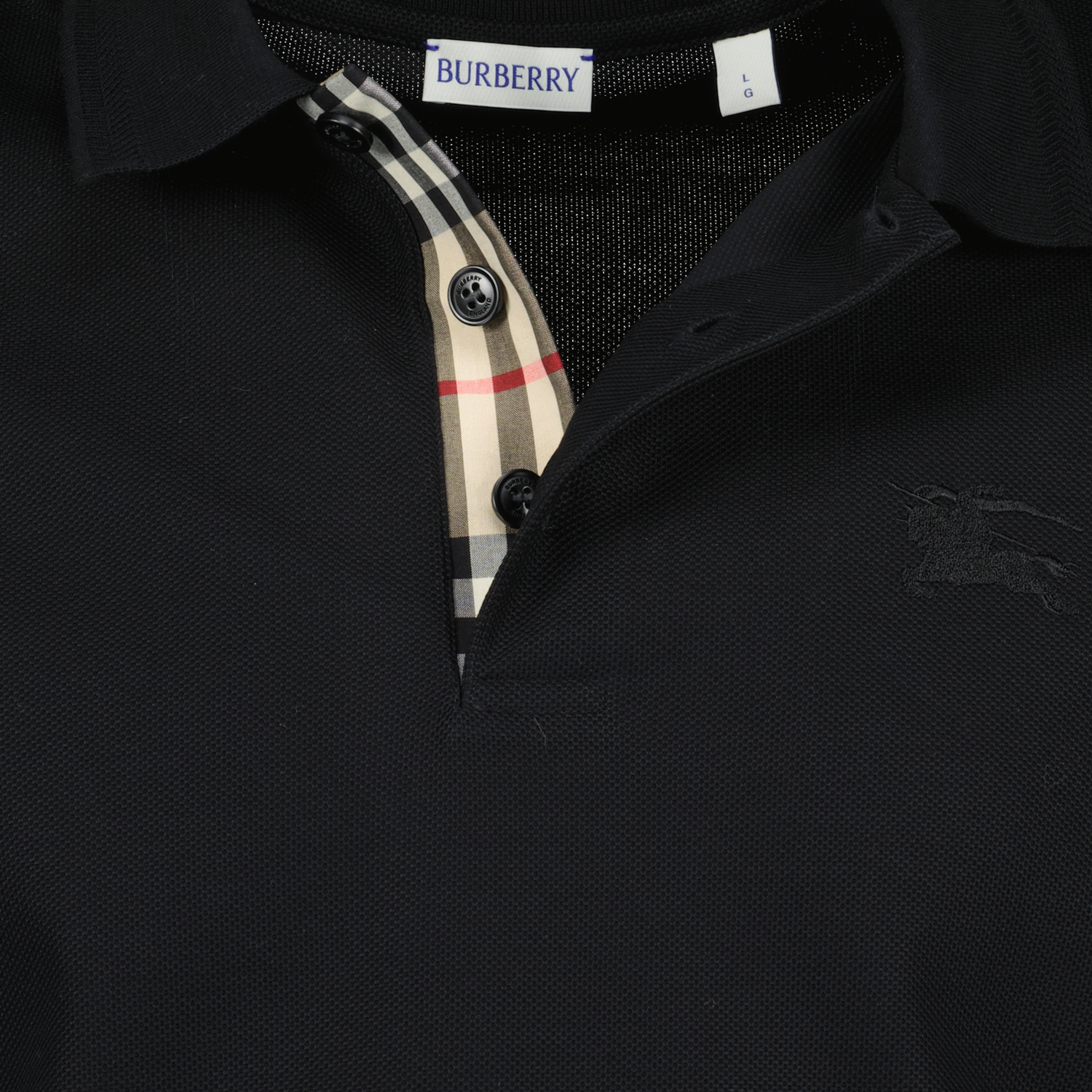 black cotton polo, Burberry polo shirt, men's classic polo, embroidered polo, summer fashion polo