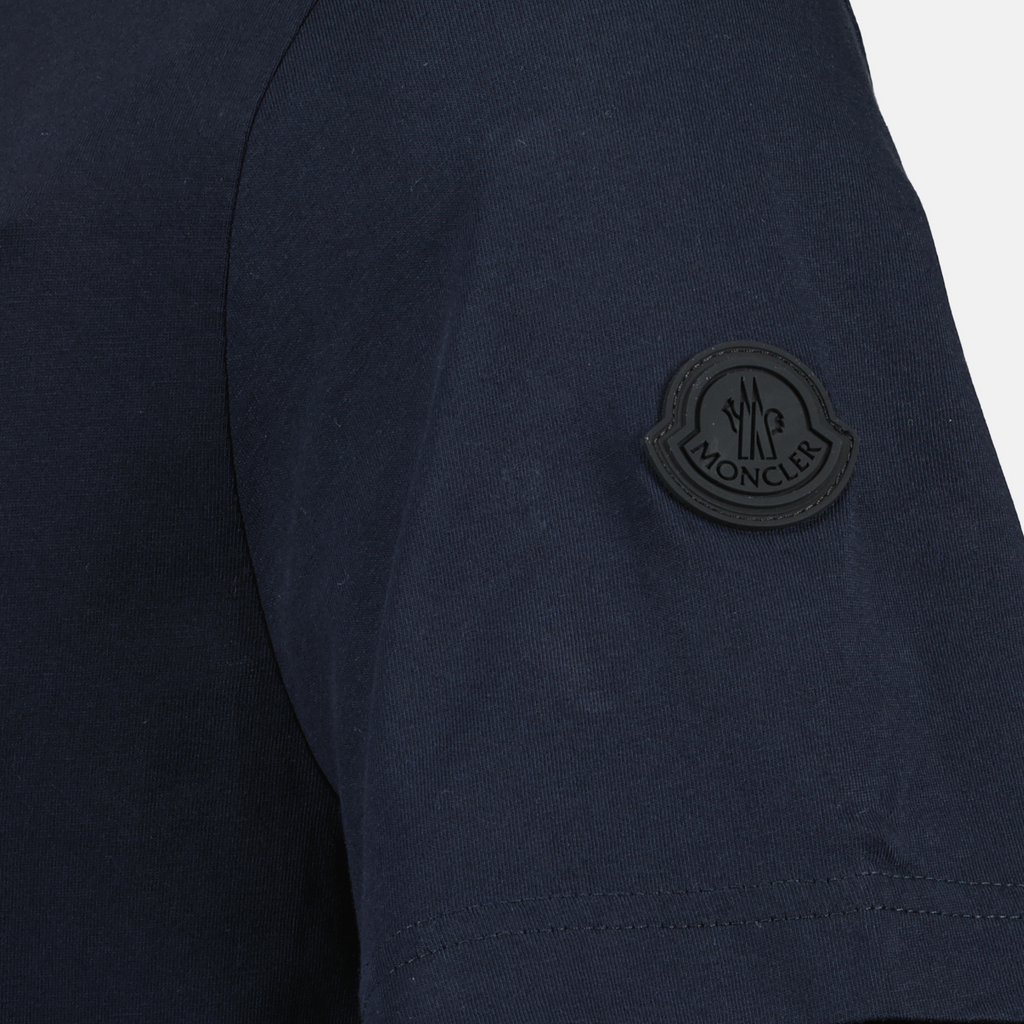 Image of Logo washed navy t-shirt by Moncler for Men - Season Spring-Summer 2025 - Detail View 7