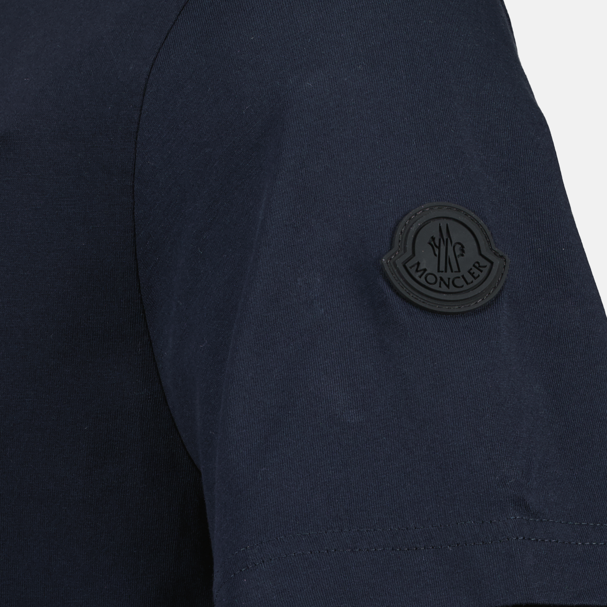 Image of Logo washed navy t-shirt by Moncler for Men - Season Spring-Summer 2025 - Detail View 7