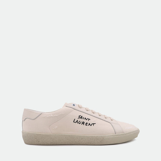 1. Classic sneakers
2. Cotton canvas shoes
3. Saint Laurent footwear
4. Luxury casual sneakers
5. Beige sneakers