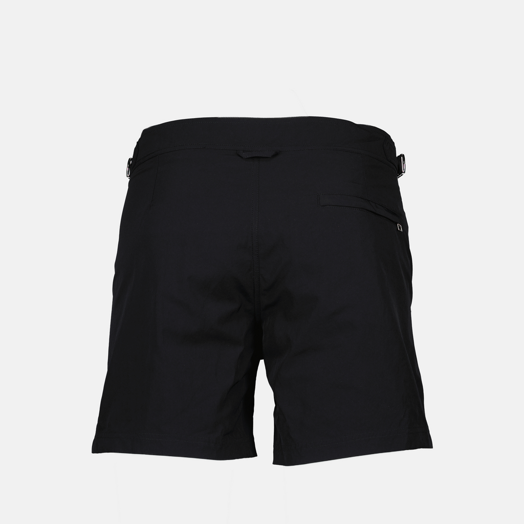 swim shorts, Alexander McQueen, black swimwear, nylon beachwear, summer fashion