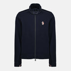 Bild der blauen Marinefleecejacke von Moncler Grenoble für Herren - Saison Herbst-Winter 2025 - Frontansicht