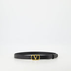 VLogo Belt, Valentino Garavani, black leather belt, adjustable belt, designer accessories