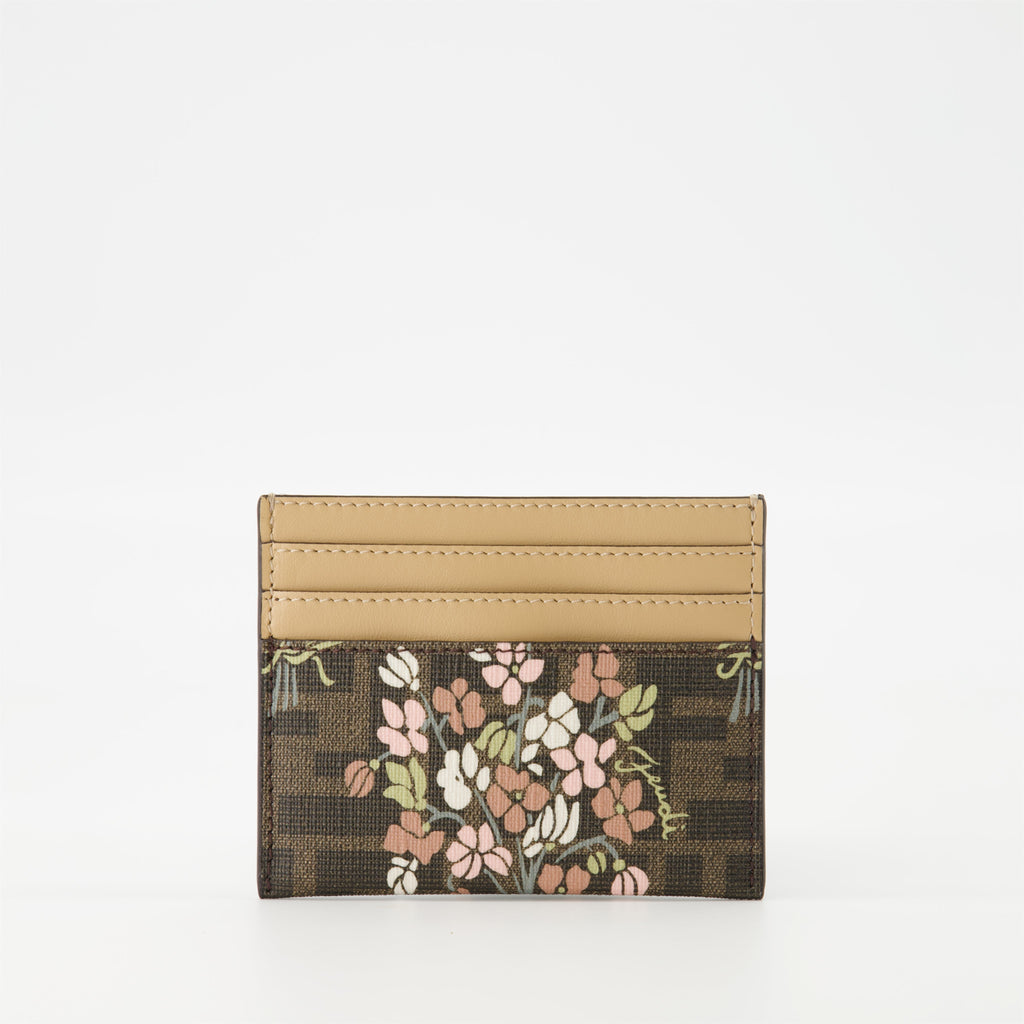 Fendi card holder, Roma Flower Bouquet, leather accessories, designer card holder, luxury fashion