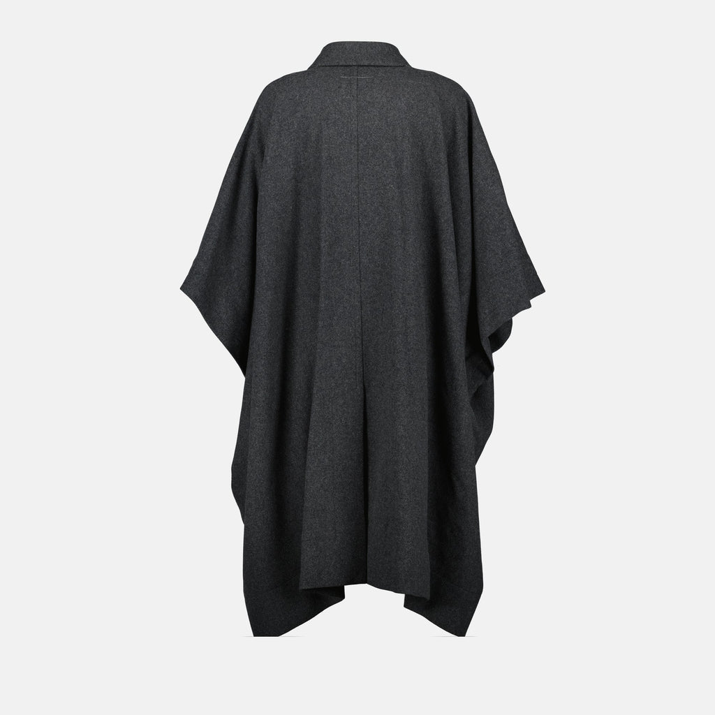 gray long coat, Mm6 coat, wool outerwear, autumn winter fashion, refined women's coat